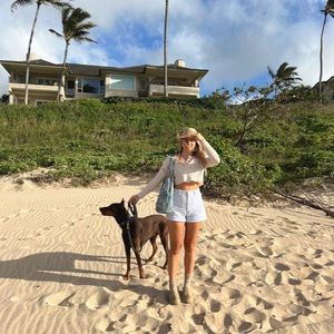 12th Tribe Beige Cropped Button-Down Ribbed Top